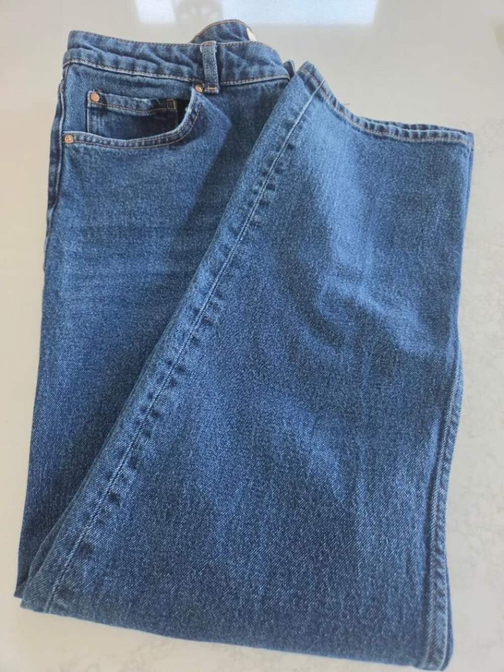 H & M Medium Wash Blue Denim Straight Leg Jeans  14 - Picture 6 of 6